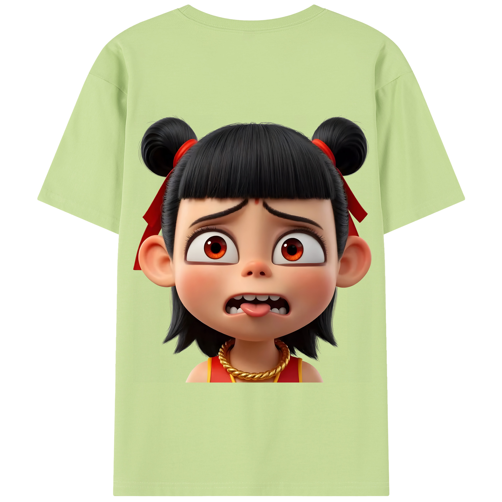 （画像用） Ne Zha 2 ナタ 魔童の大暴れ 綿100％半袖Tシャツ（背面プリント）